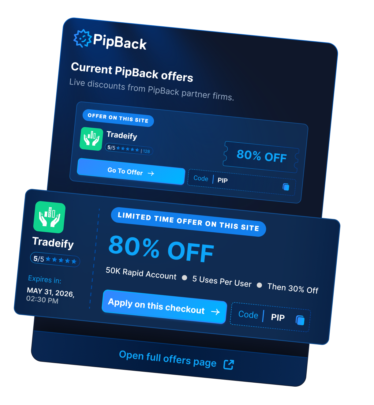 PipBack offer detail preview