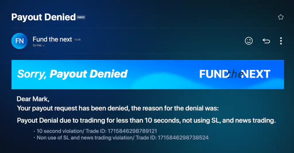 prop firm payout denied
